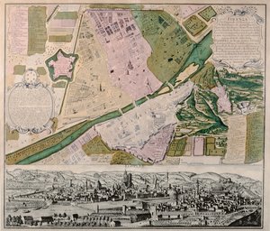 Mapa de Florença com uma vista de perspectiva, 1750